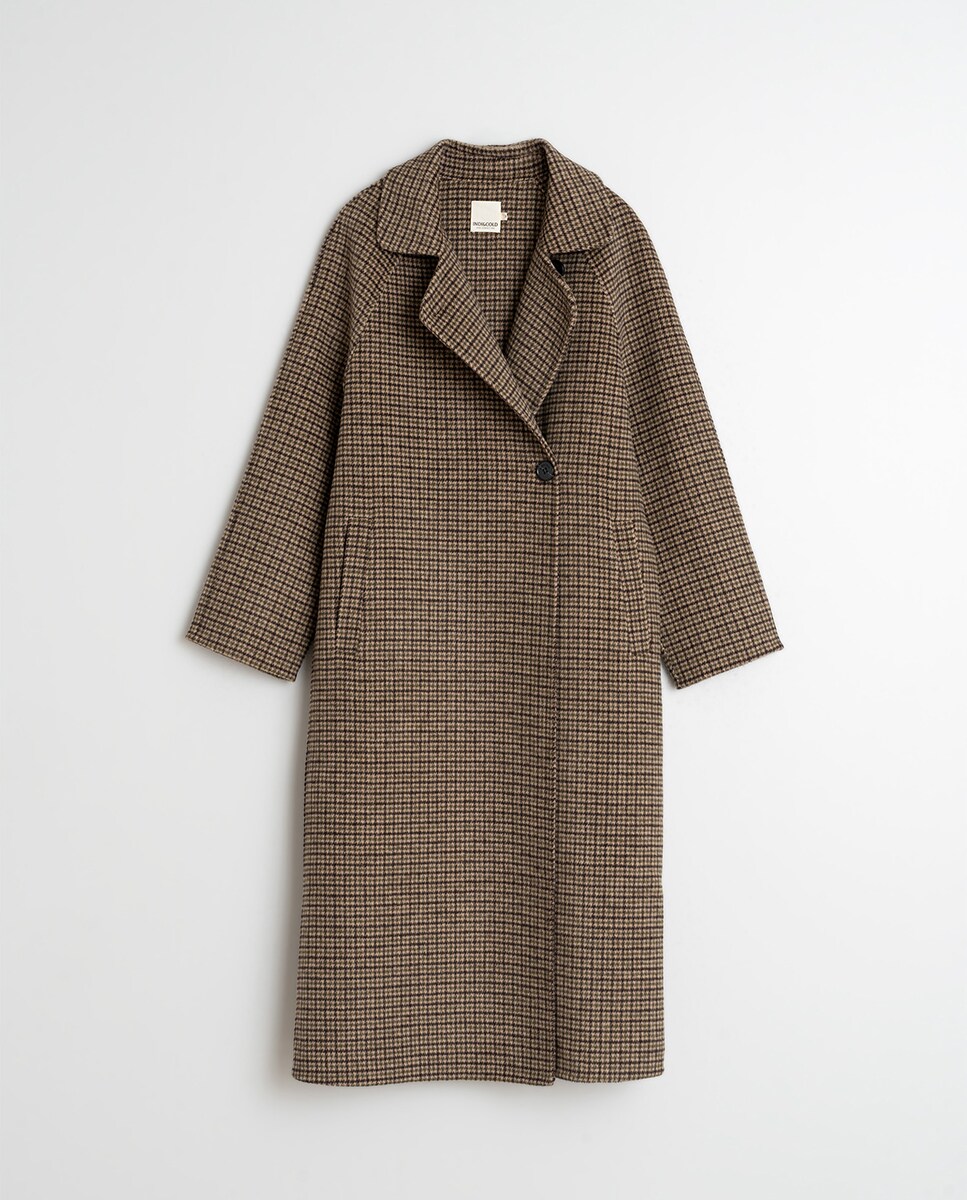 Sobretudo com Manga Comprida e Gola de Lapela Verde-antiquário-8