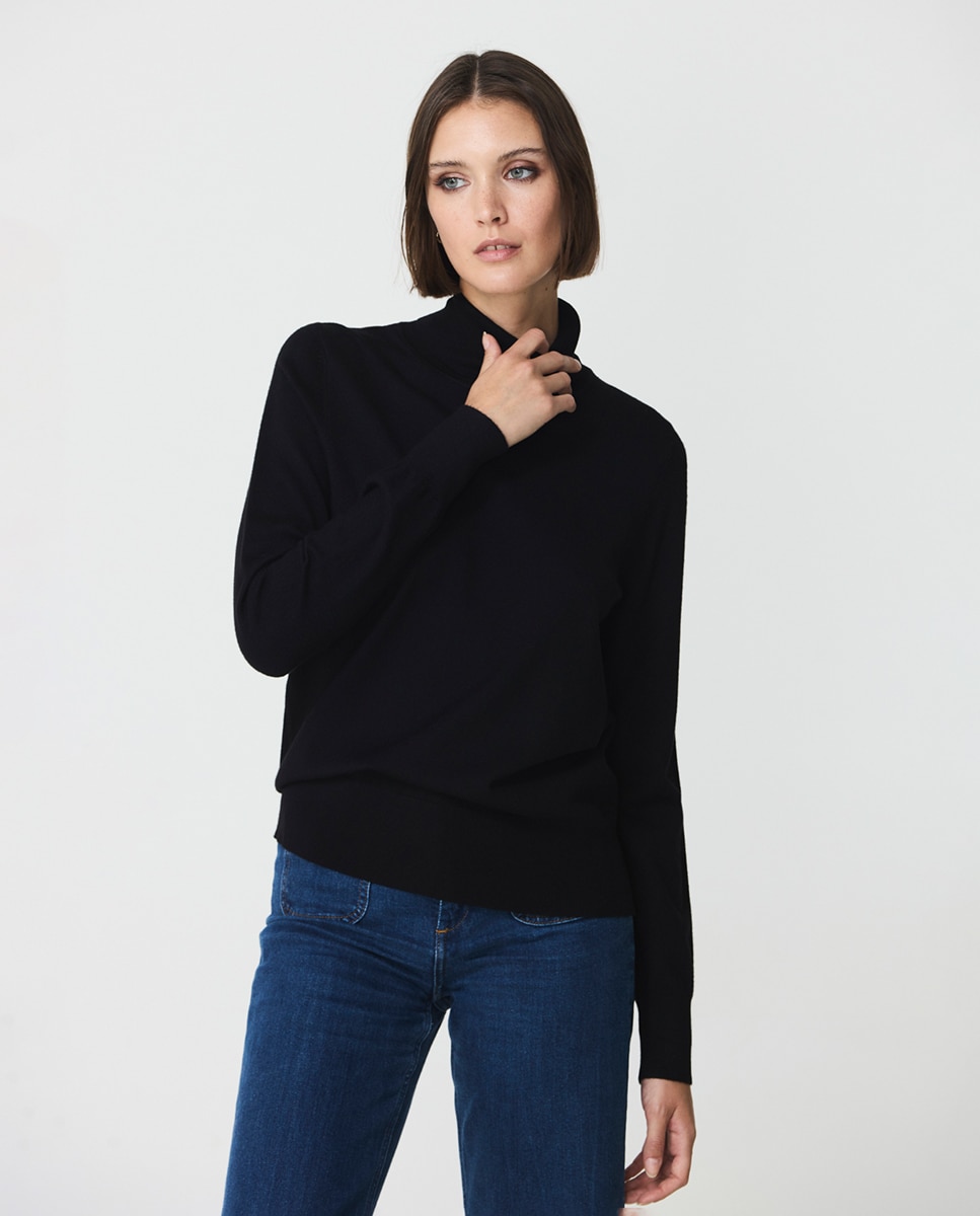 Jersey de mujer cuello cisne manga larga - Escorpion - Negro Negro-1