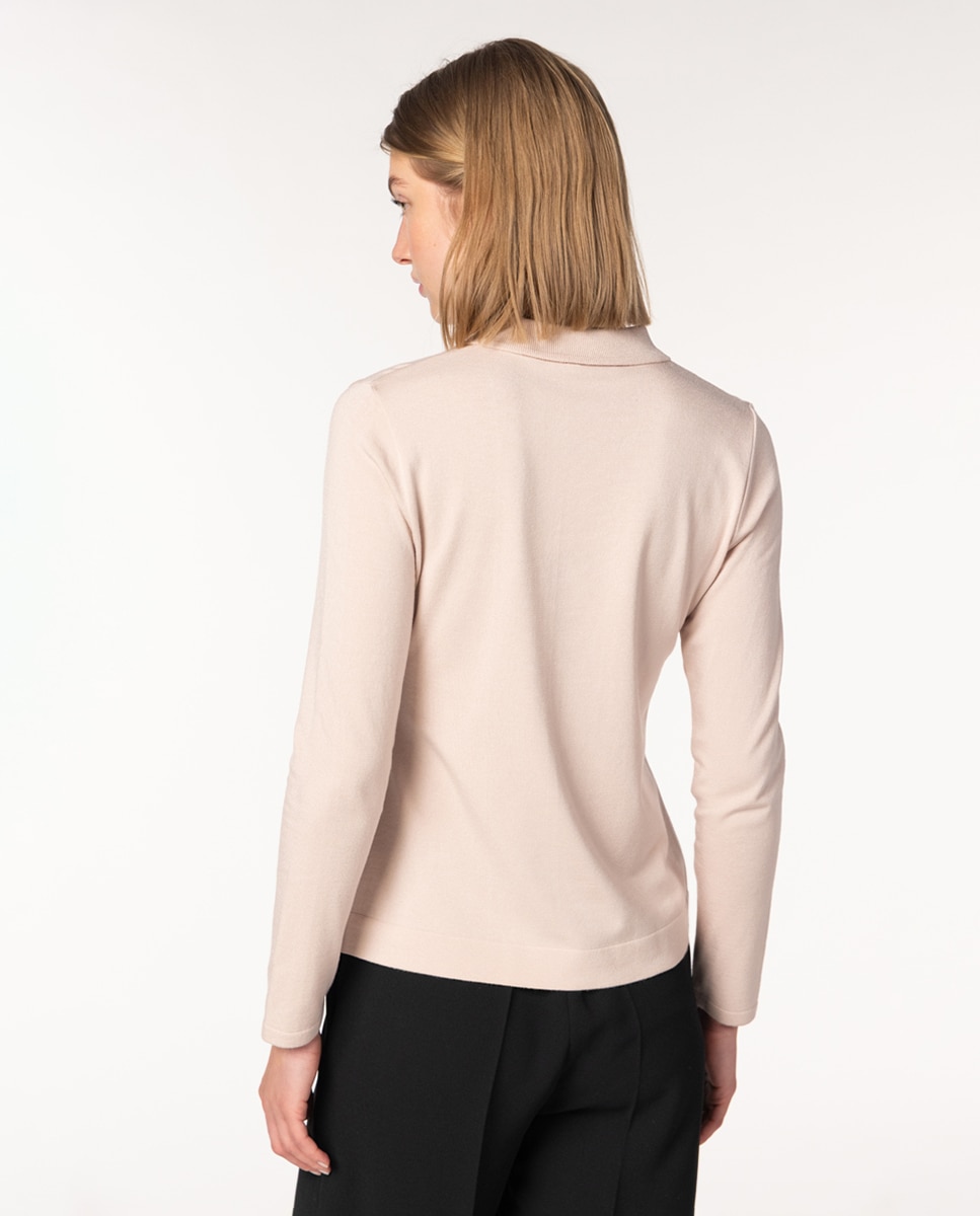 Camisola de Colarinho de Polo com Lágrima Rosa-claro-2