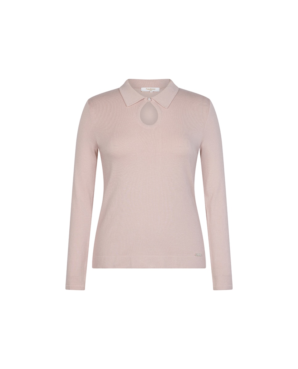 Camisola de Colarinho de Polo com Lágrima Rosa-claro-5