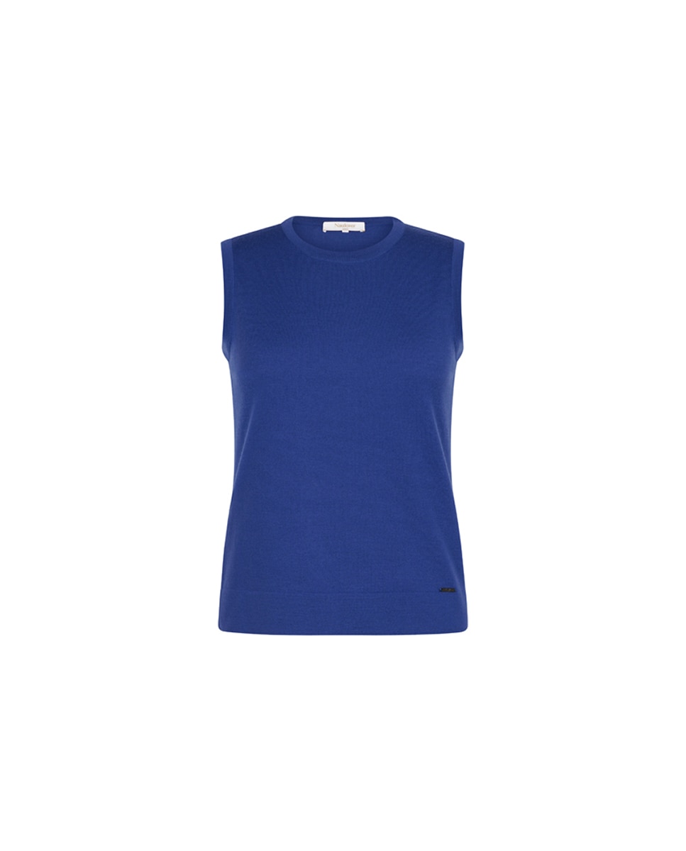 Camisola sem Mangas com Decote Redondo Azul-índigo-5