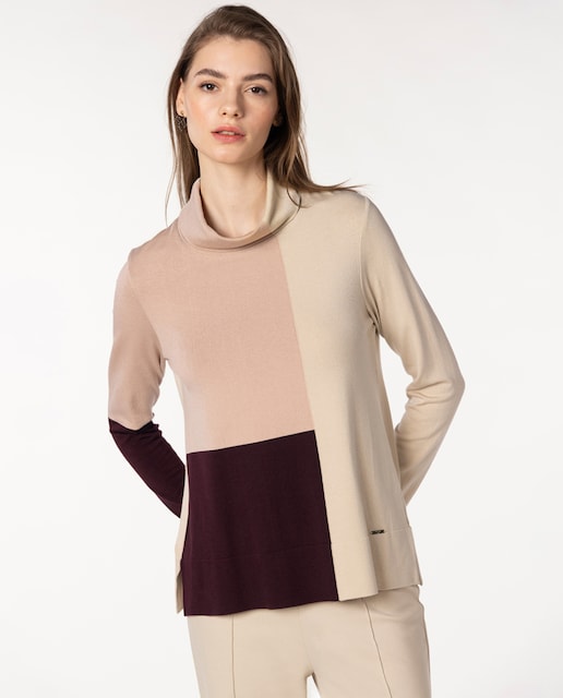Imagen 0 de Suéter de mujer intarsia geométrica cuello vuelto