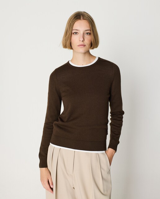 Imagen 0 de Jersey de mujer básico cuello redondo y manga larga martillo