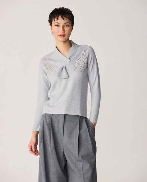 Imagem 0 de Camisola de Malha com Gola de Gravata e Hotfix