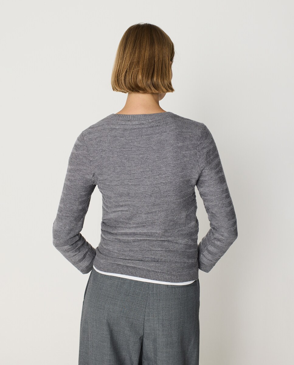 Jersey de mujer con textura de punto derecho y revés manga a codo