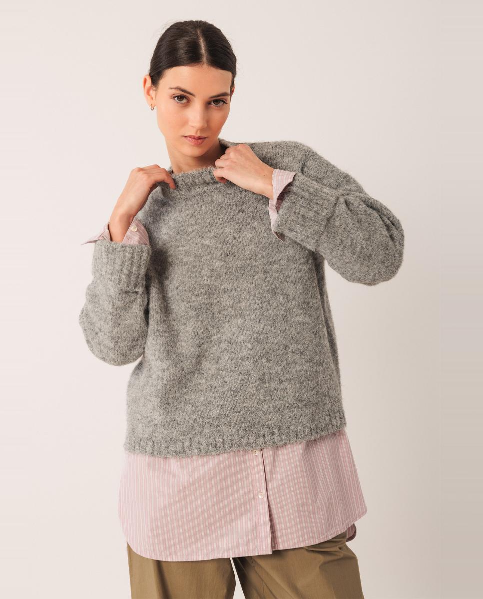 Imagem 0 de Camisola de malha de mulher com manga comprida e gola perkins