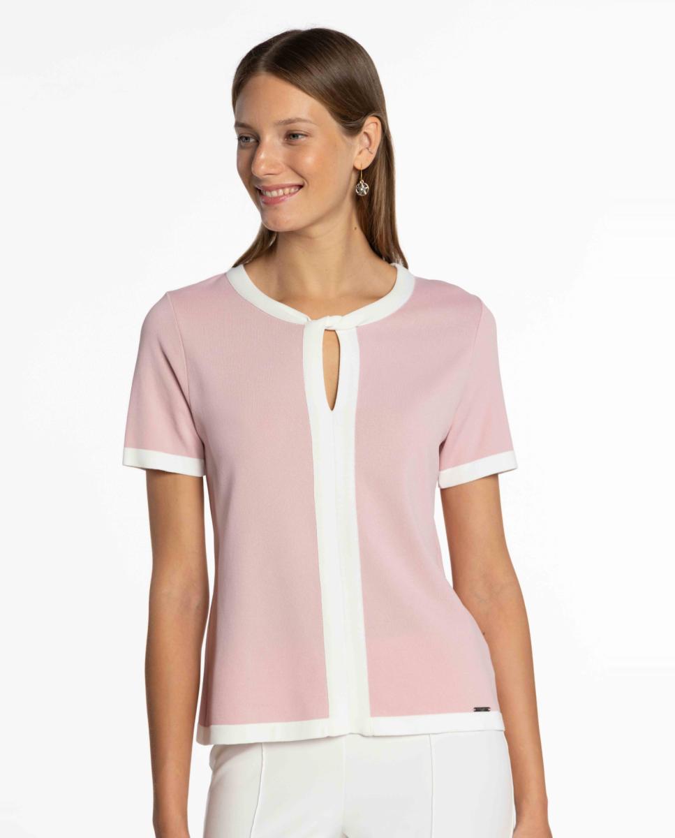 Imagem 0 de Camisola de Malha com Nó no Decote.