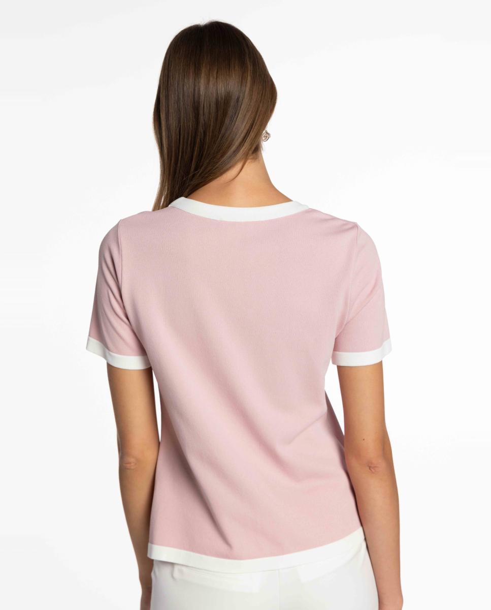 Camisola de Malha com Nó no Decote Rosa-2