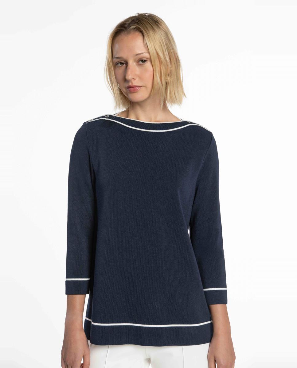 Imagem 0 de Camisola de Malha com Vivos em Contraste.