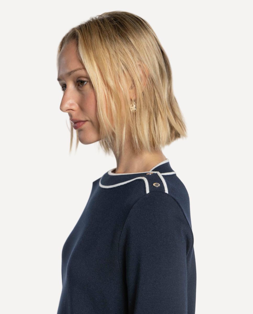 Camisola de Malha com Vivos em Contraste Azul-marinho-4