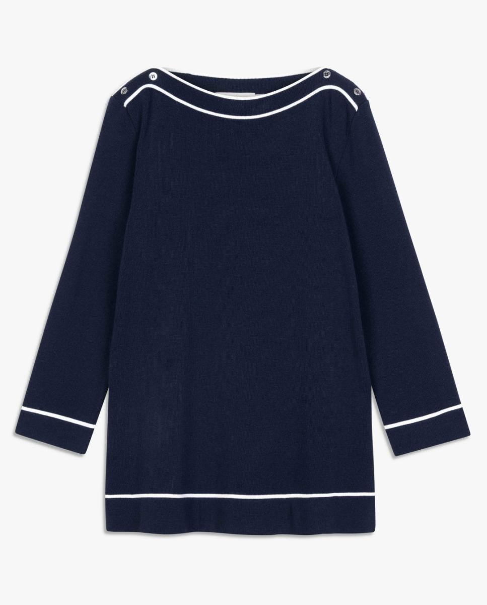 Camisola de Malha com Vivos em Contraste Azul-marinho-5