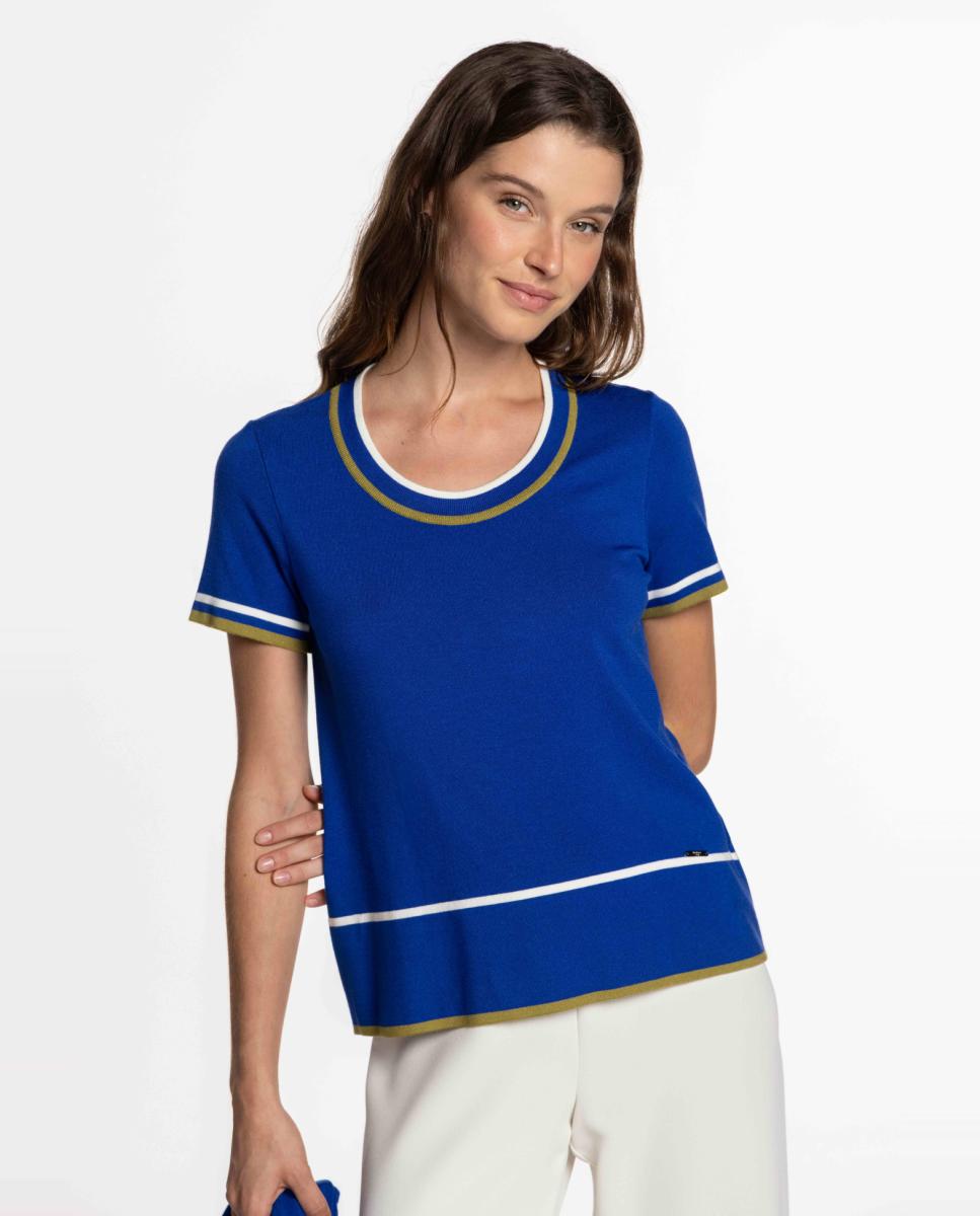 Imagem 0 de Camisola Tricolor com Vivos em Contraste.