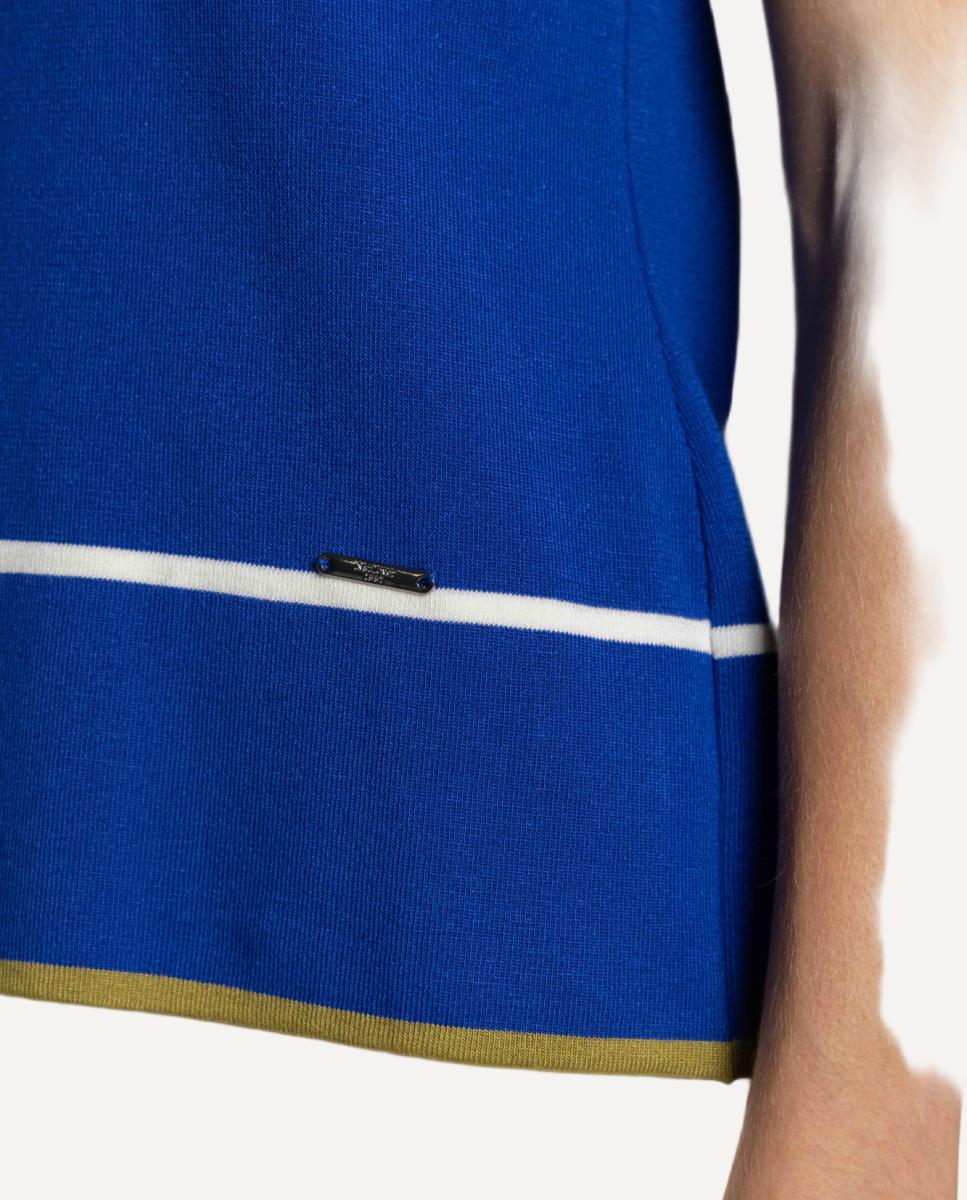 Camisola Tricolor com Vivos em Contraste. Azul-índigo-5