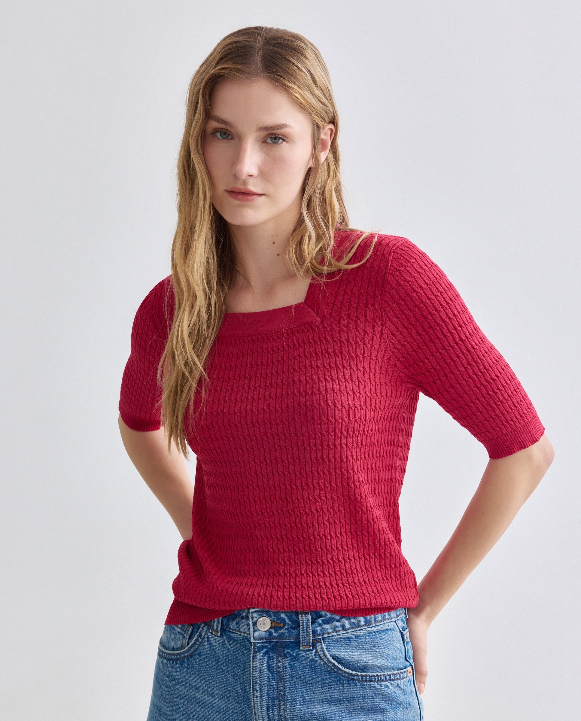 Imagen 0 de Jersey de mujer manga corta lisa Rojo