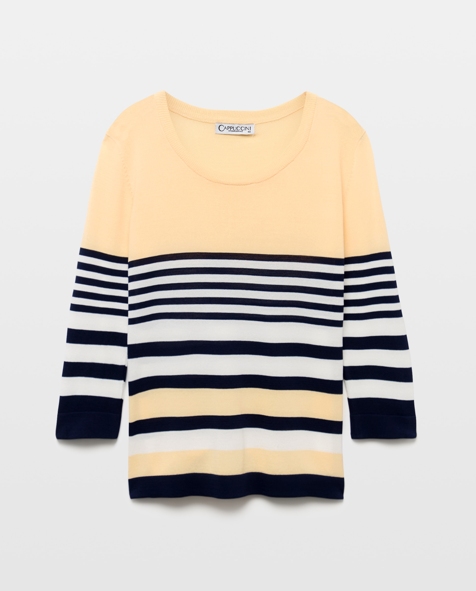 Camisola de malha às riscas com manga comprida Amarelo-4