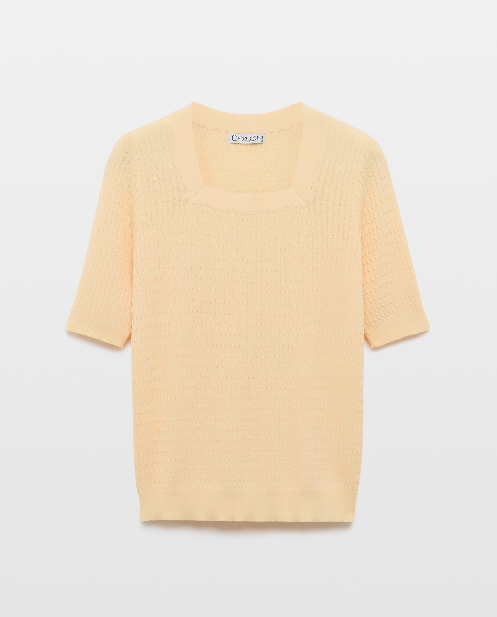 Camisola de malha lisa com manga curta Amarelo-4