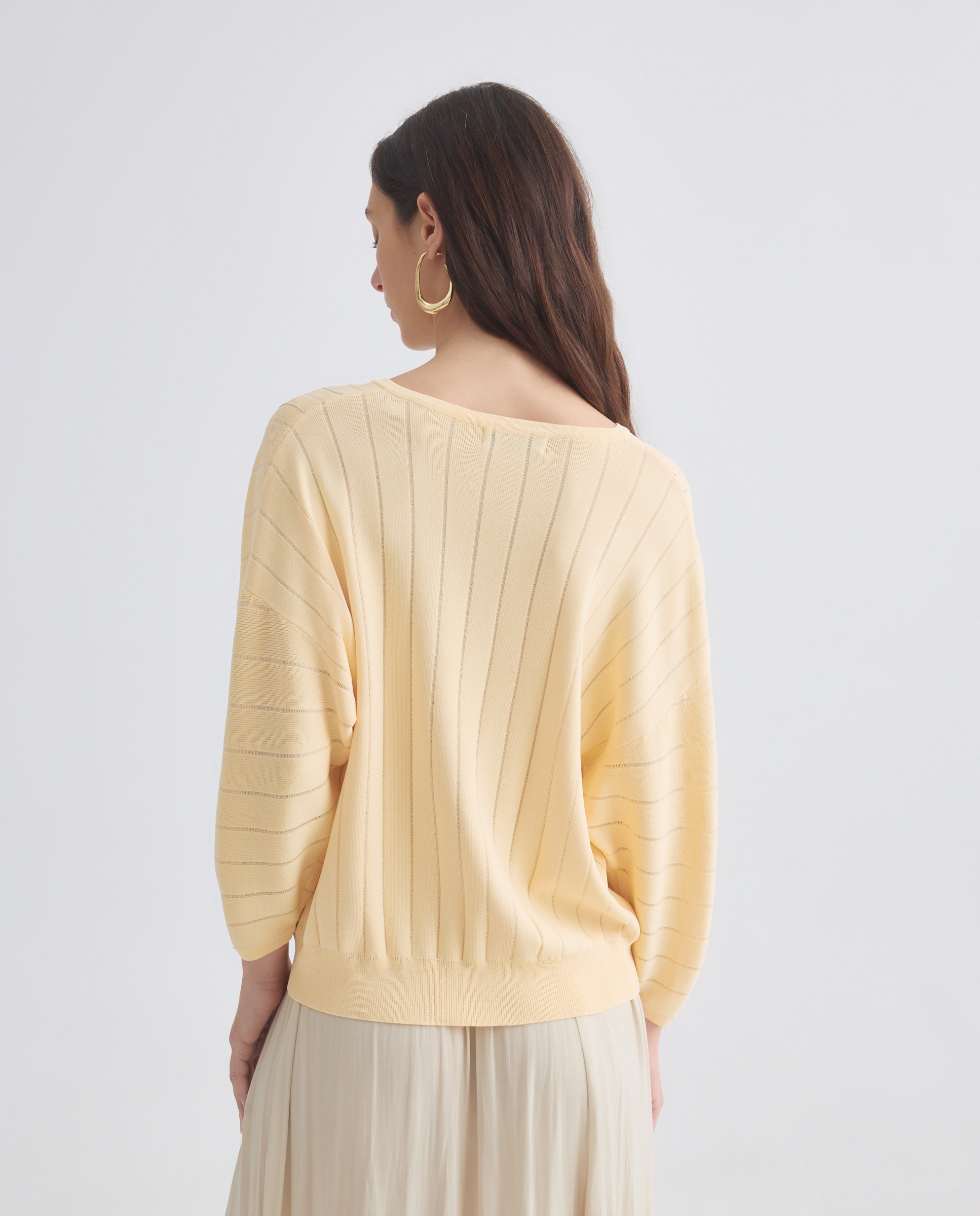Camisola de malha lisa com manga curta Amarelo-3