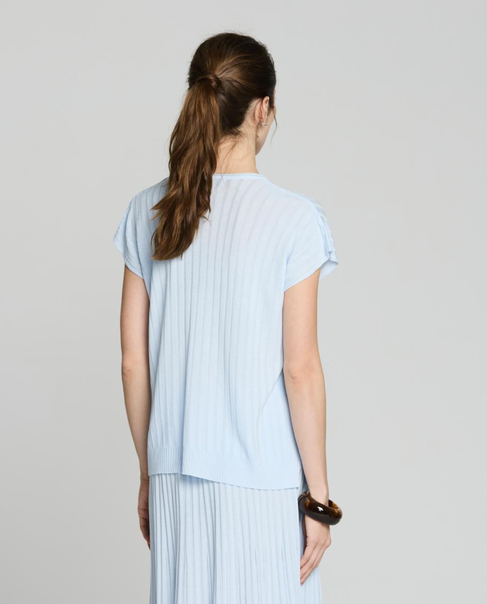 Jersey de mujer cuello pico, manga caída - Escorpion - Crema Azul claro-2
