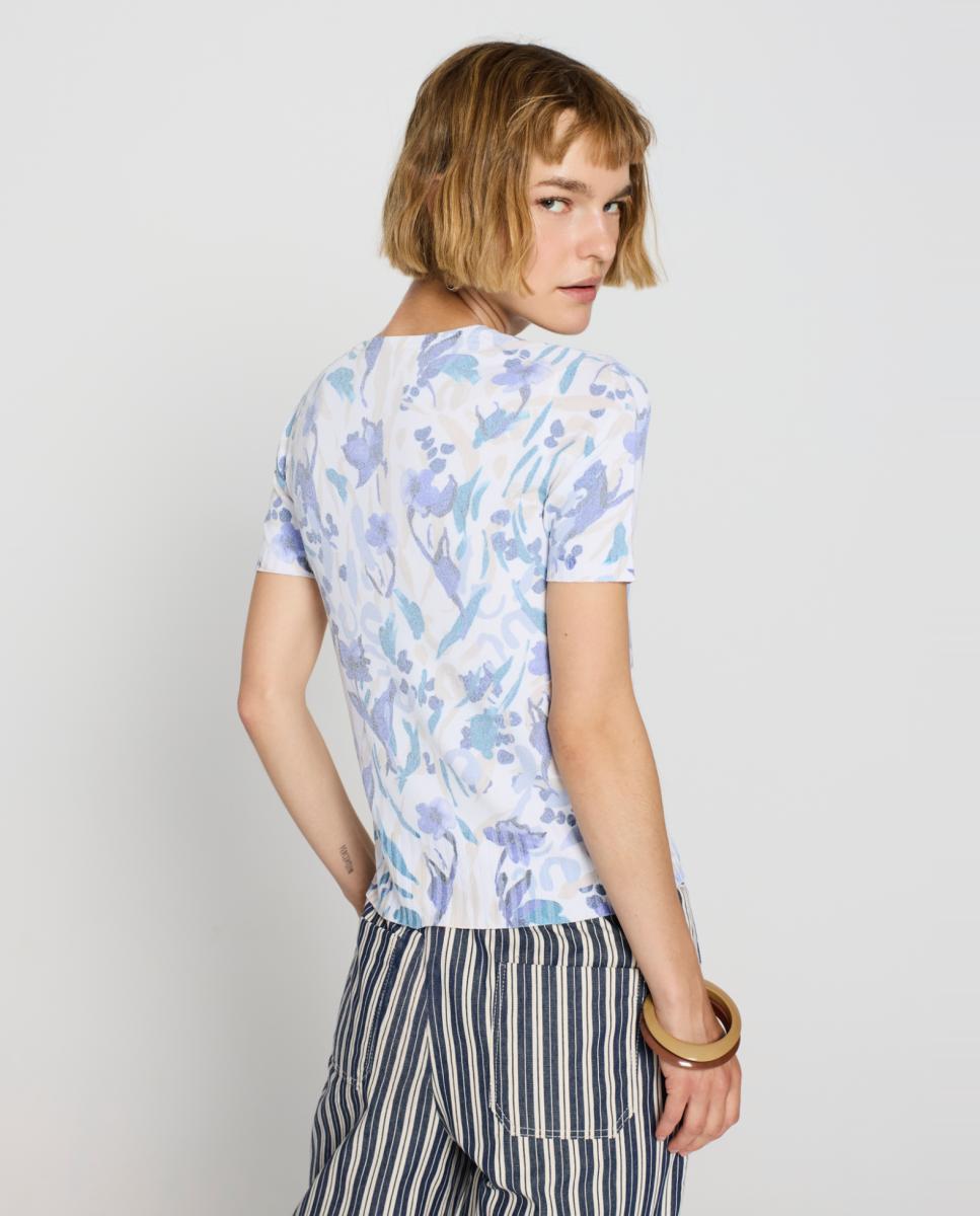 Camisola de malha de mulher com estampado Branco-2