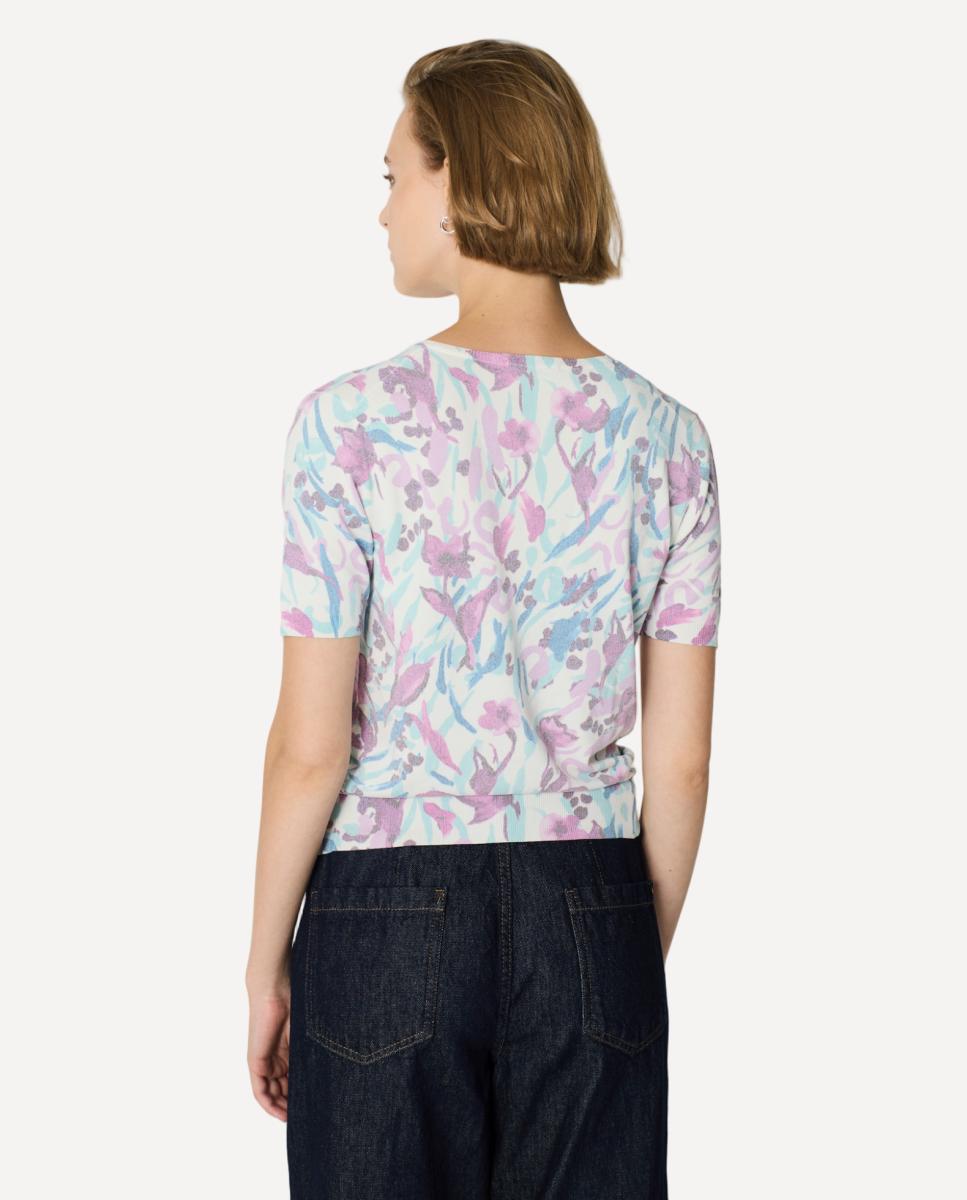 Camisola de malha de mulher com estampado Branco-2