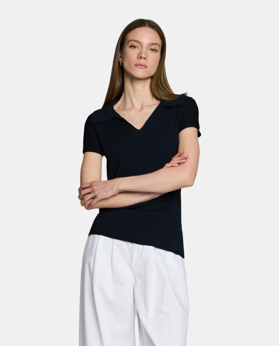 Imagem 0 de Camisola de Malha com Colarinho de Polo e Manga Curta