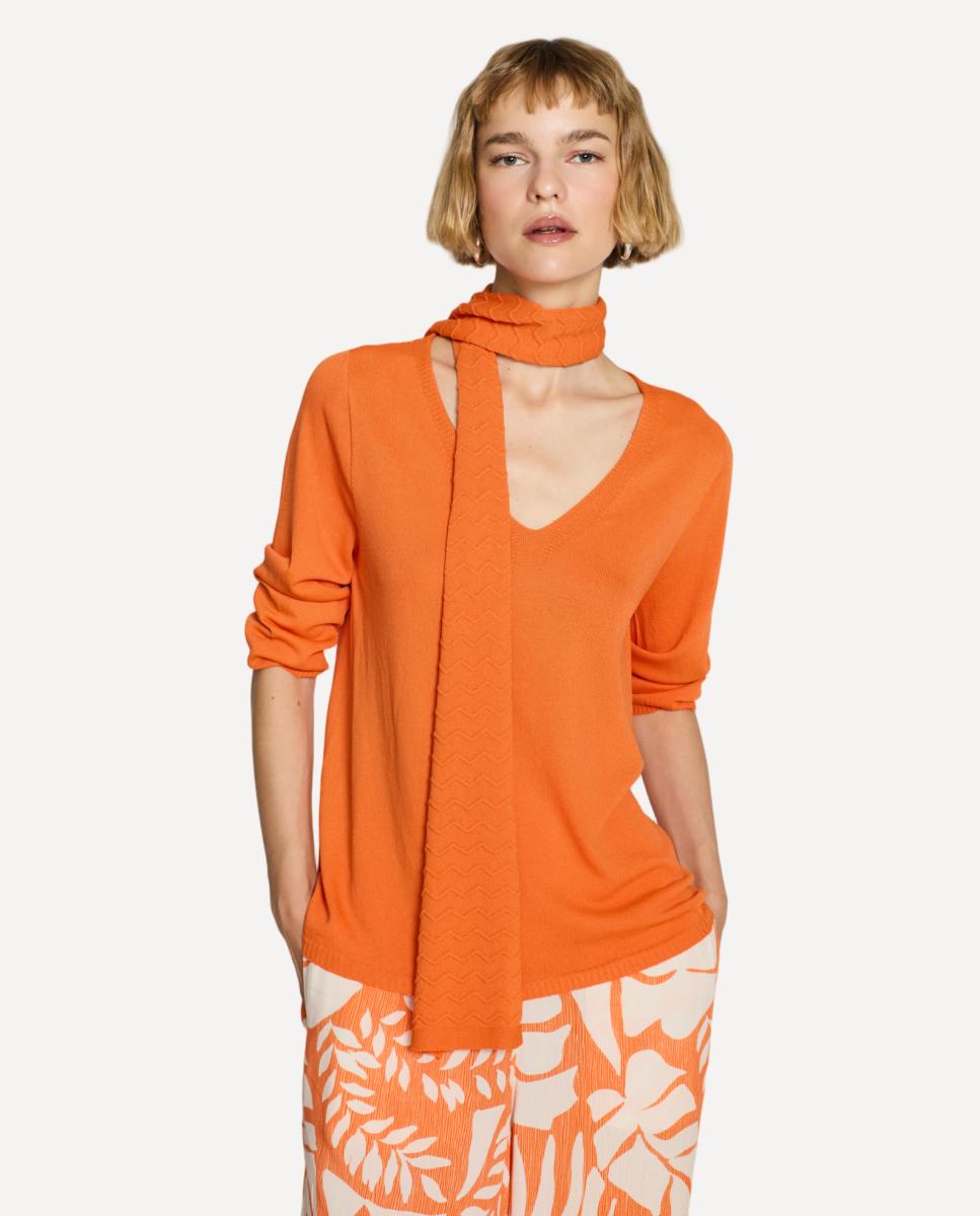 Jersey de mujer cuello pico manga 3/4 - Escorpion - Teja Teja-1