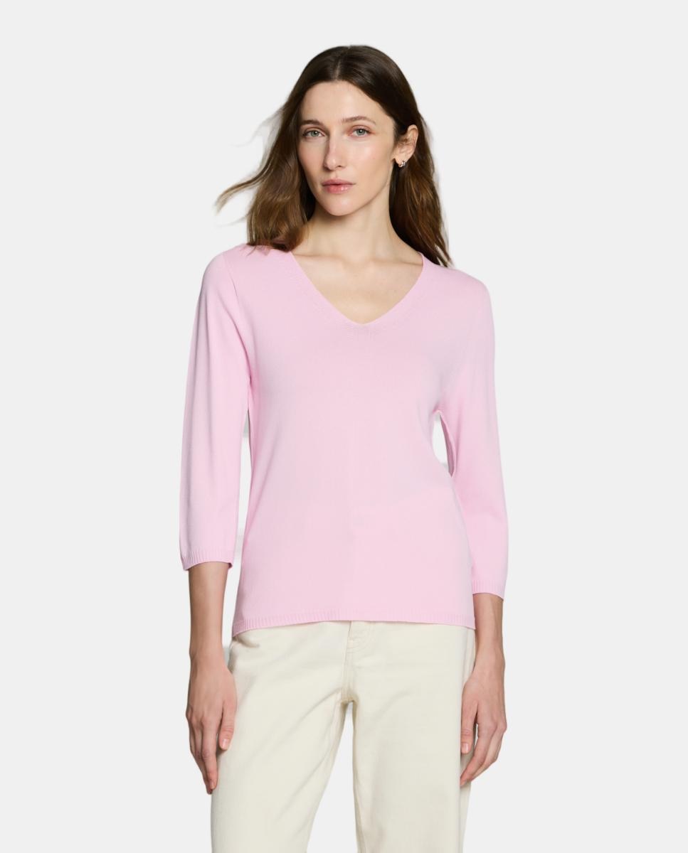 Jersey de mujer cuello pico manga 3/4 - Escorpion - Melocotón Rosa claro-1