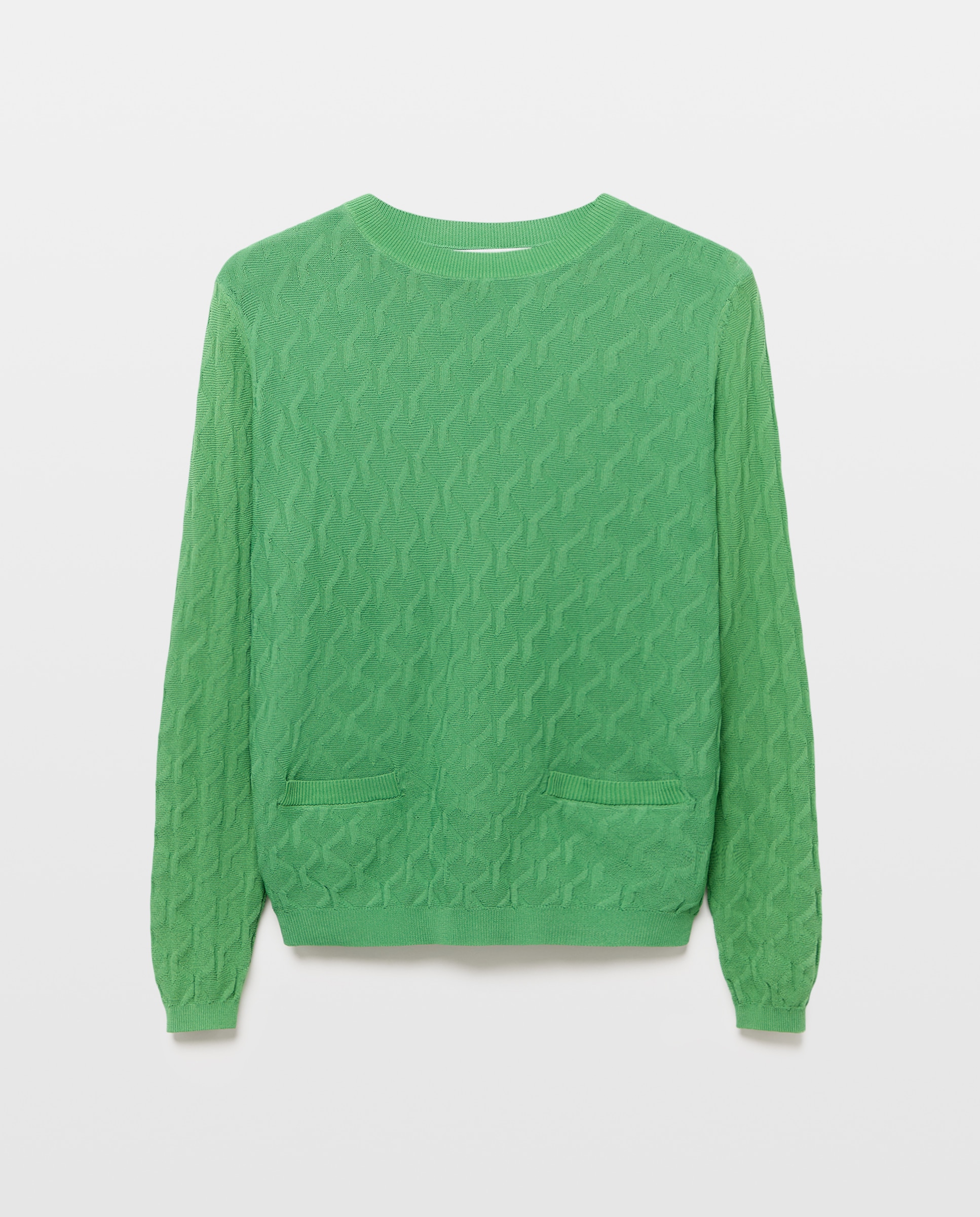 Camisola de malha lisa com manga comprida Verde-4