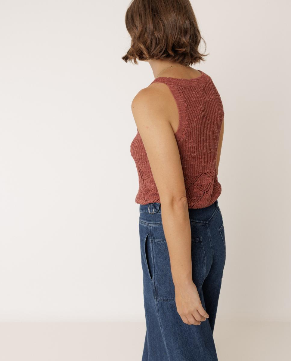 Camisola de Malha Tipo Top sem Mangas Vermelho-3