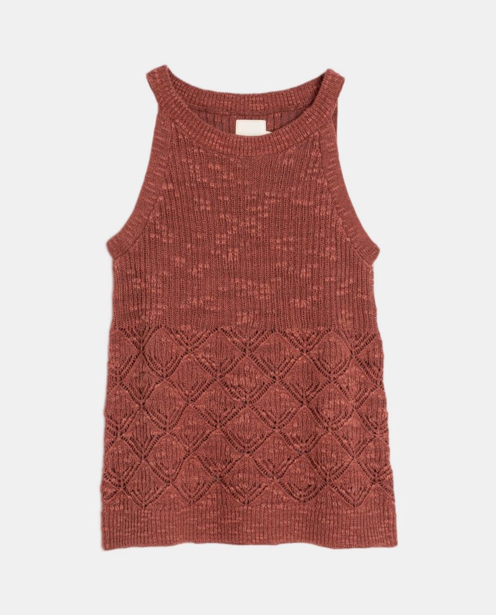 Camisola de Malha Tipo Top sem Mangas Vermelho-4