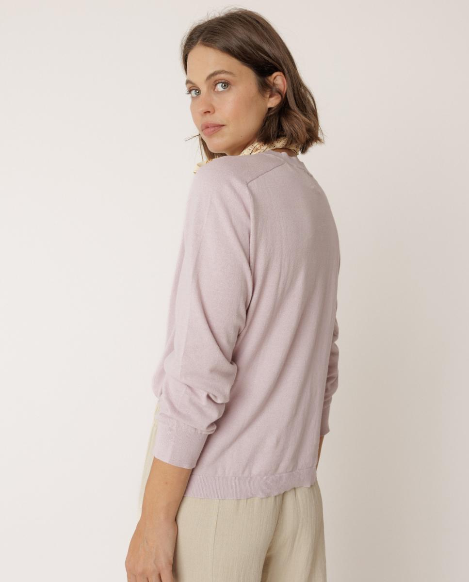 Camisola de malha com decote redondo e manga comprida Nude-2