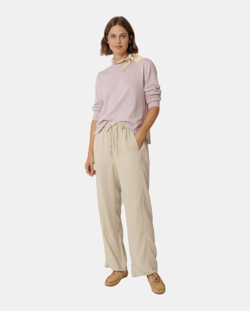 Camisola de malha com decote redondo e manga comprida Nude-3