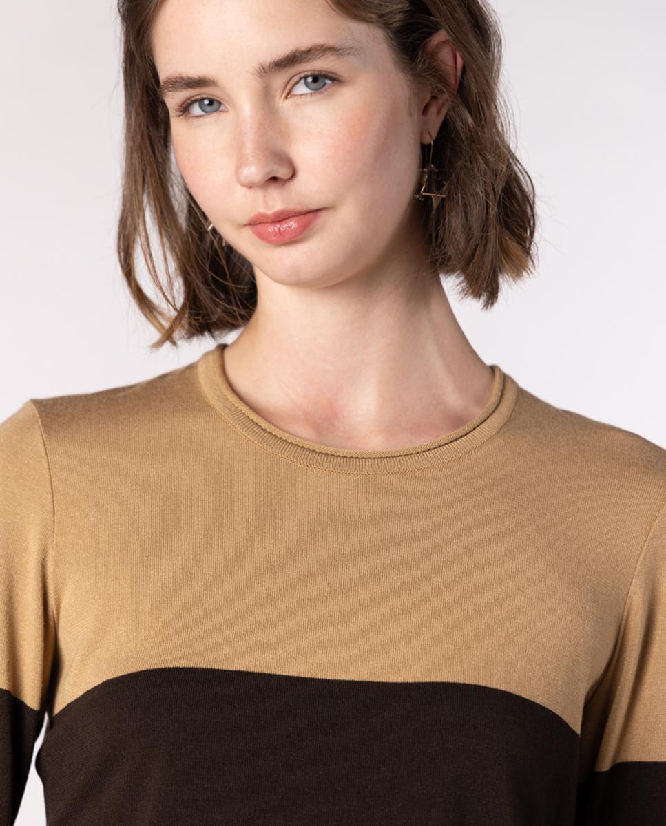 Camisola de Malha para Mulher de Ponto Liso Tricolor Laranja-3