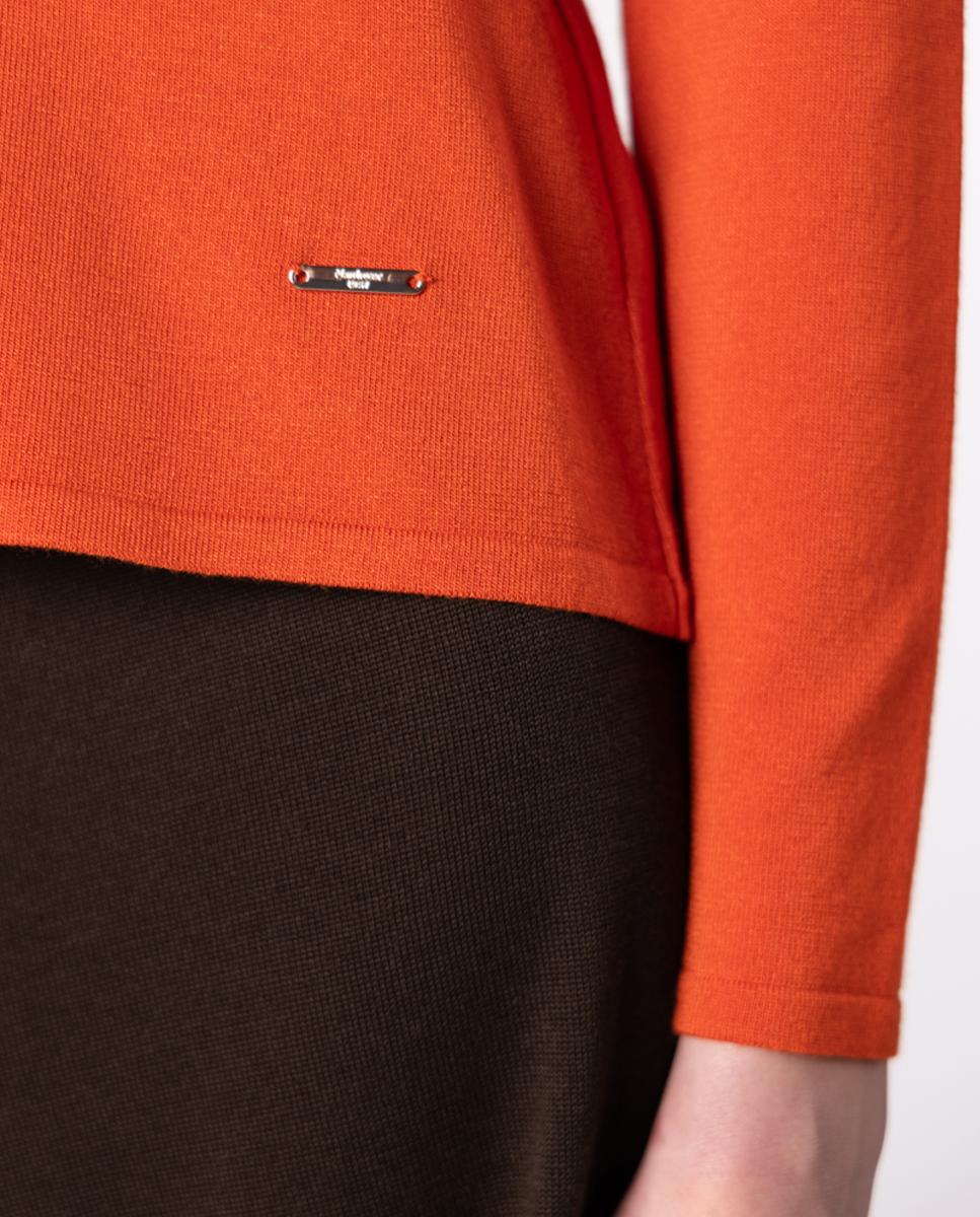 Camisola de Malha para Mulher de Ponto Liso Tricolor Laranja-4