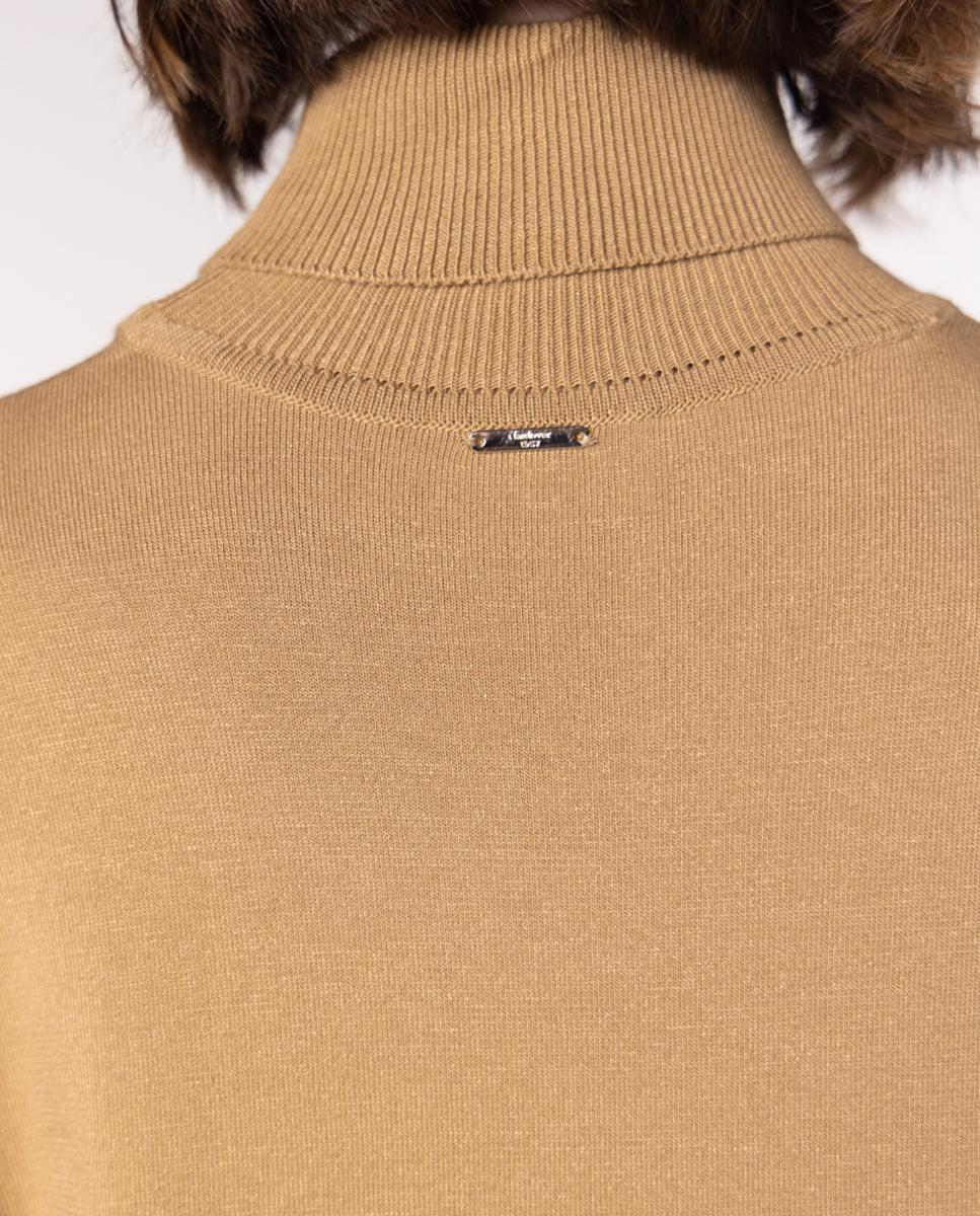Jersey de mujer de punto liso con cuello alto. - Naulover - Beige Beige-4