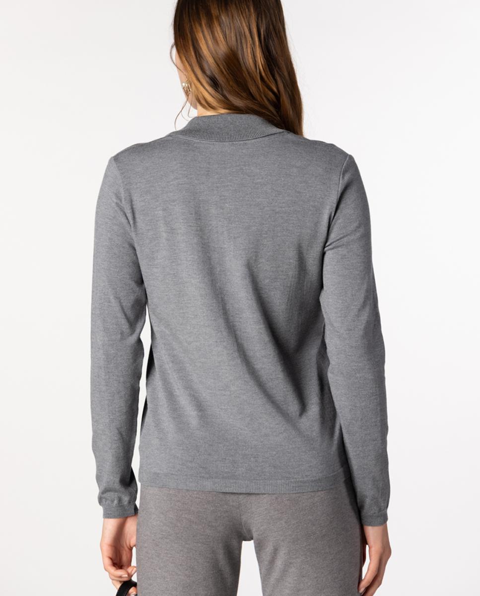 Jersey de mujer de punto y manga larga. - Naulover - Gris Gris-2