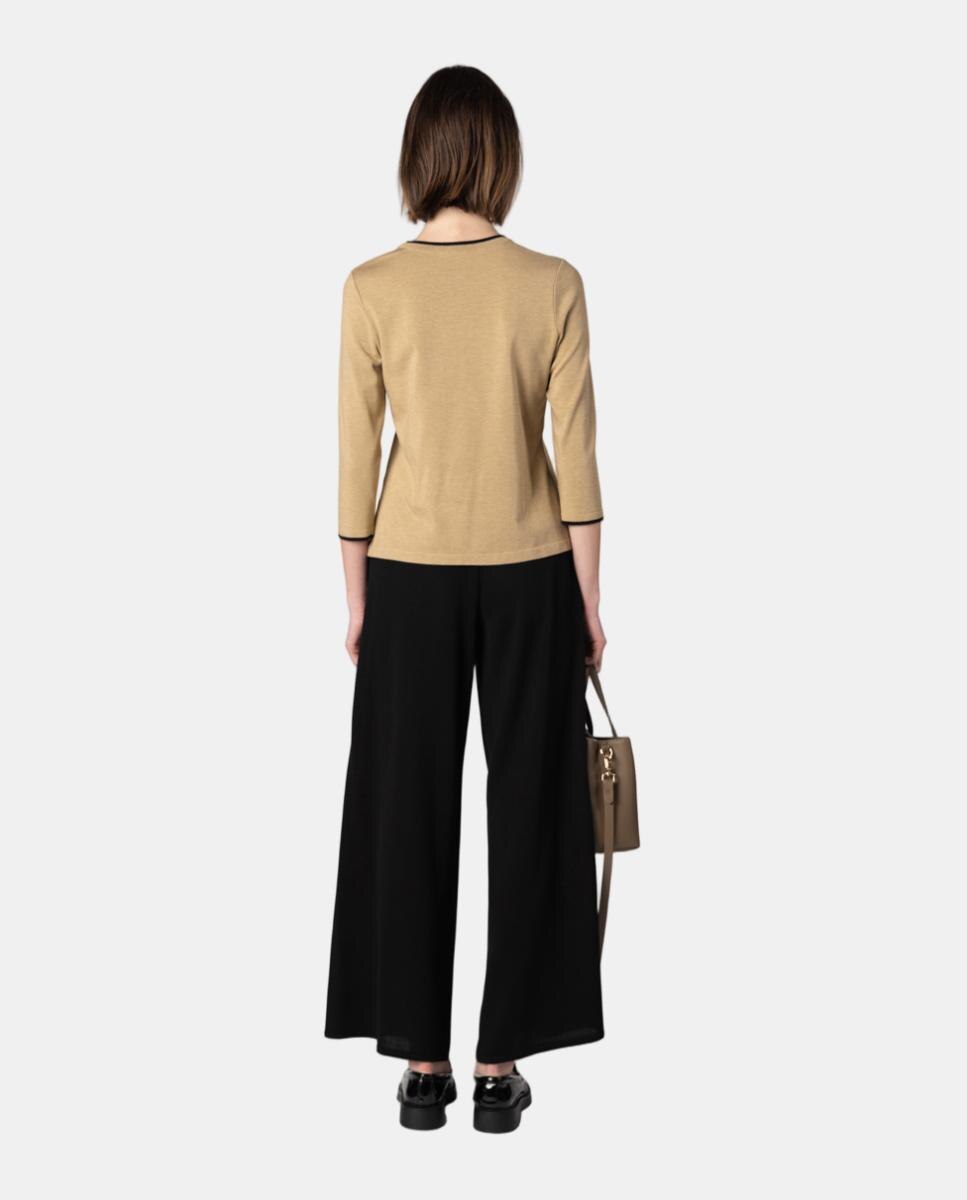 Camisola de Malha com Manga ¾ Bege-2