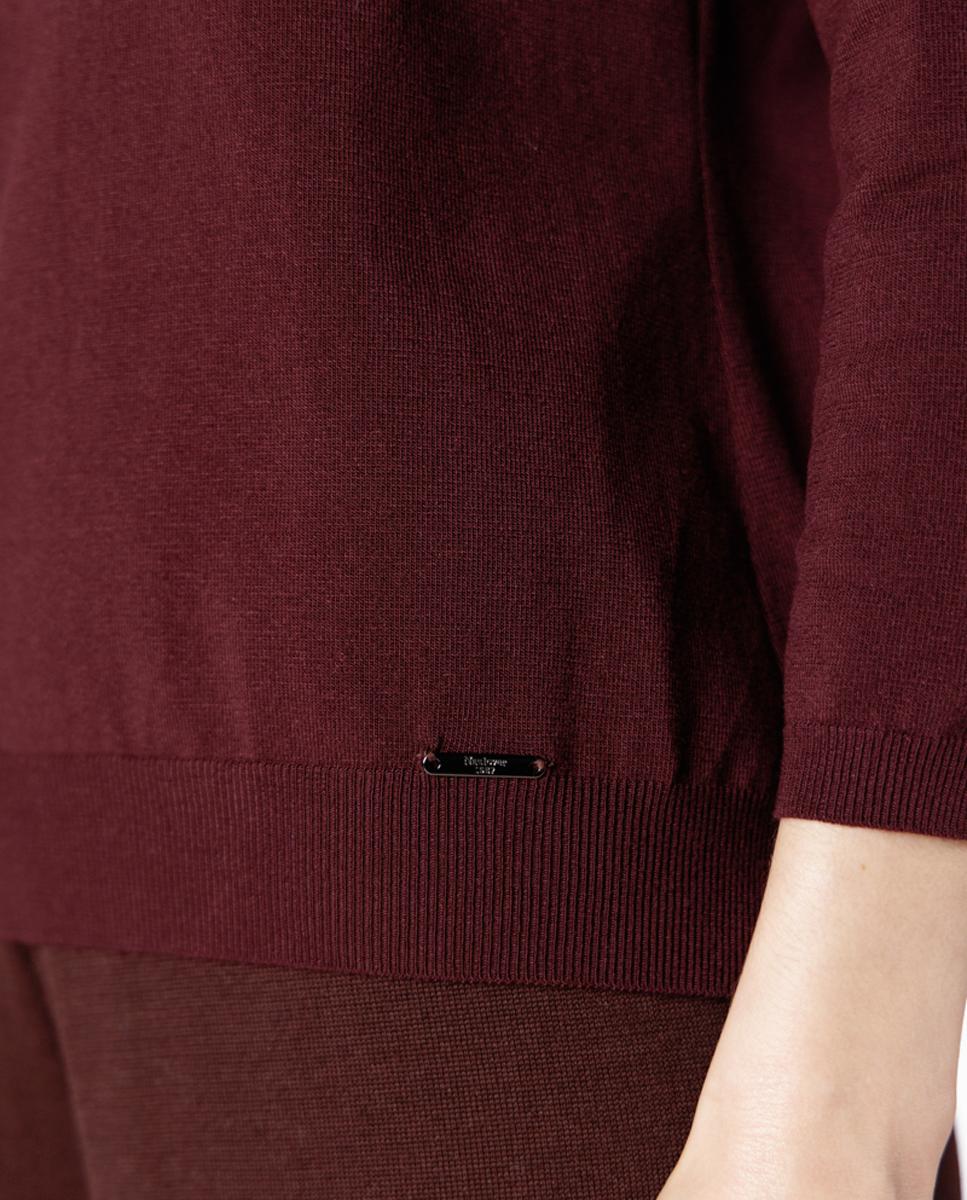 Camisola de Malha com Detalhe de Nó na Gola Grená-5