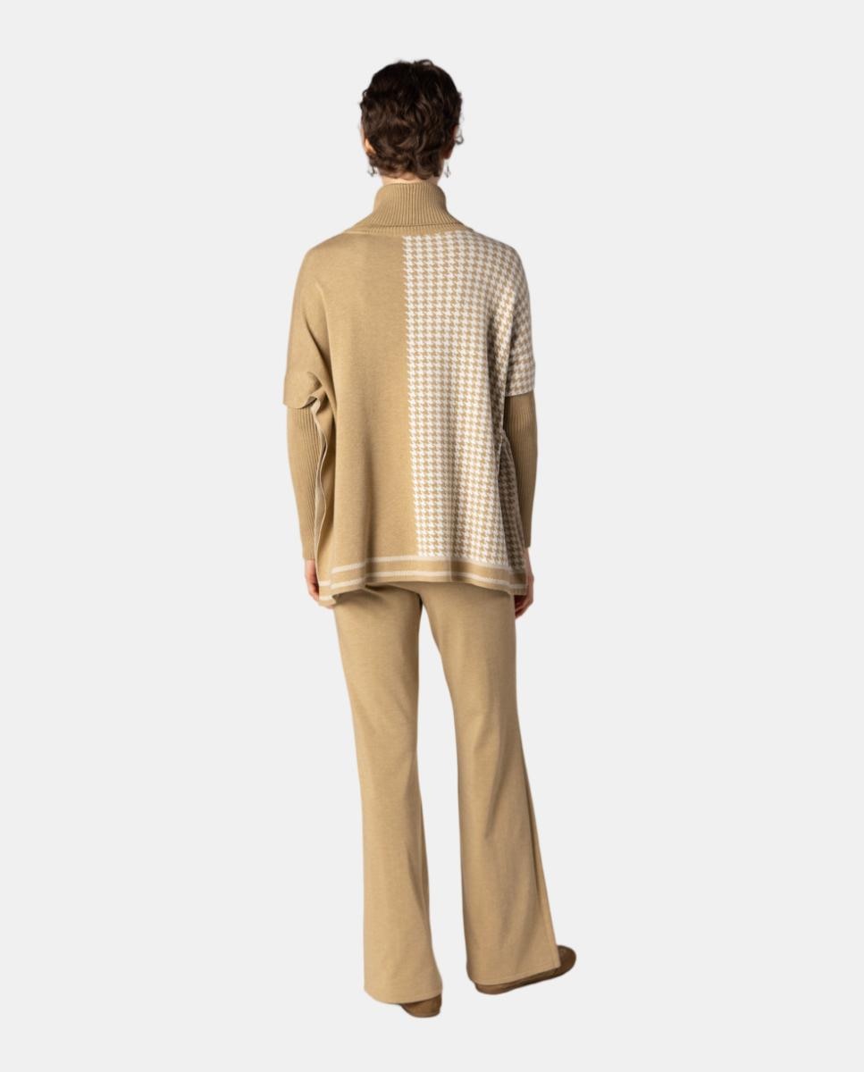 Imagen 2 de Jersey de mujer tipo capa de punto jacquard - Naulover - Beige Beige