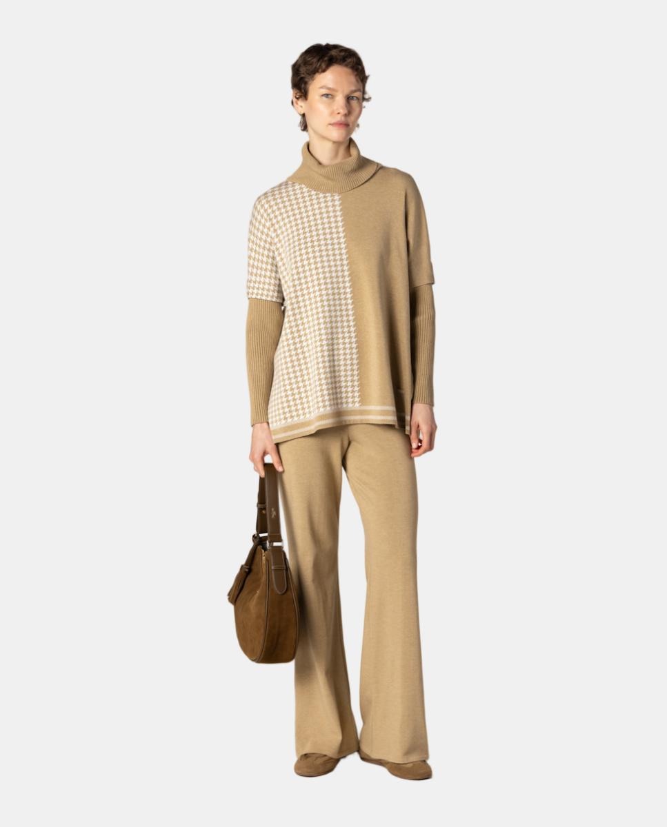 Imagen 3 de Jersey de mujer tipo capa de punto jacquard - Naulover - Beige Beige