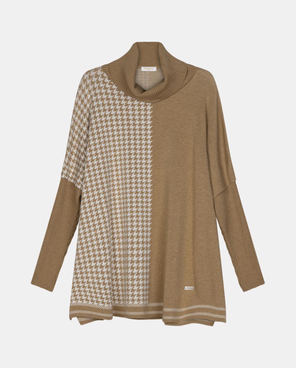 Imagen 6 de Jersey de mujer tipo capa de punto jacquard - Naulover - Beige Beige