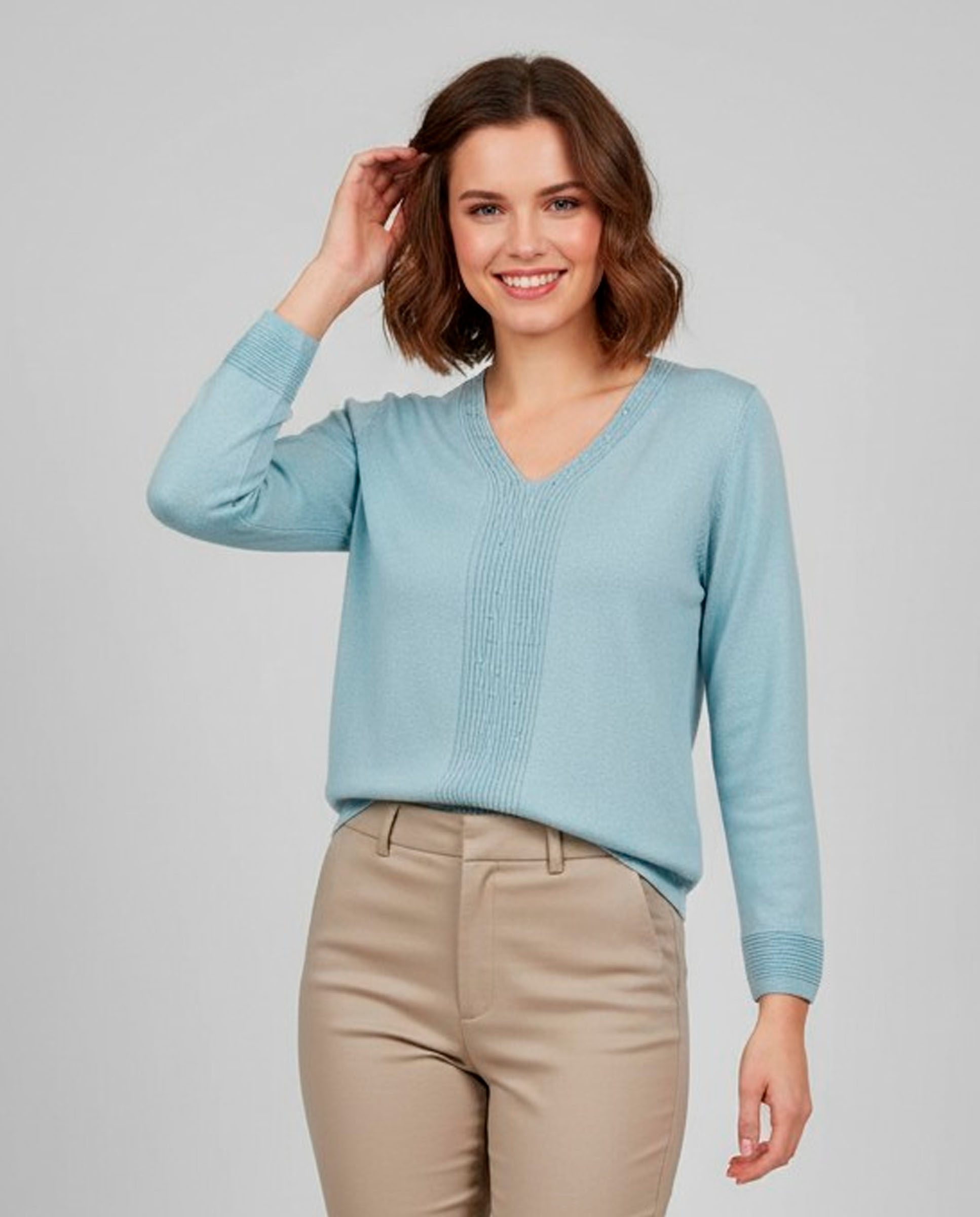 Jersey de mujer manga larga liso - Zermatt - Azul claro Azul claro-1