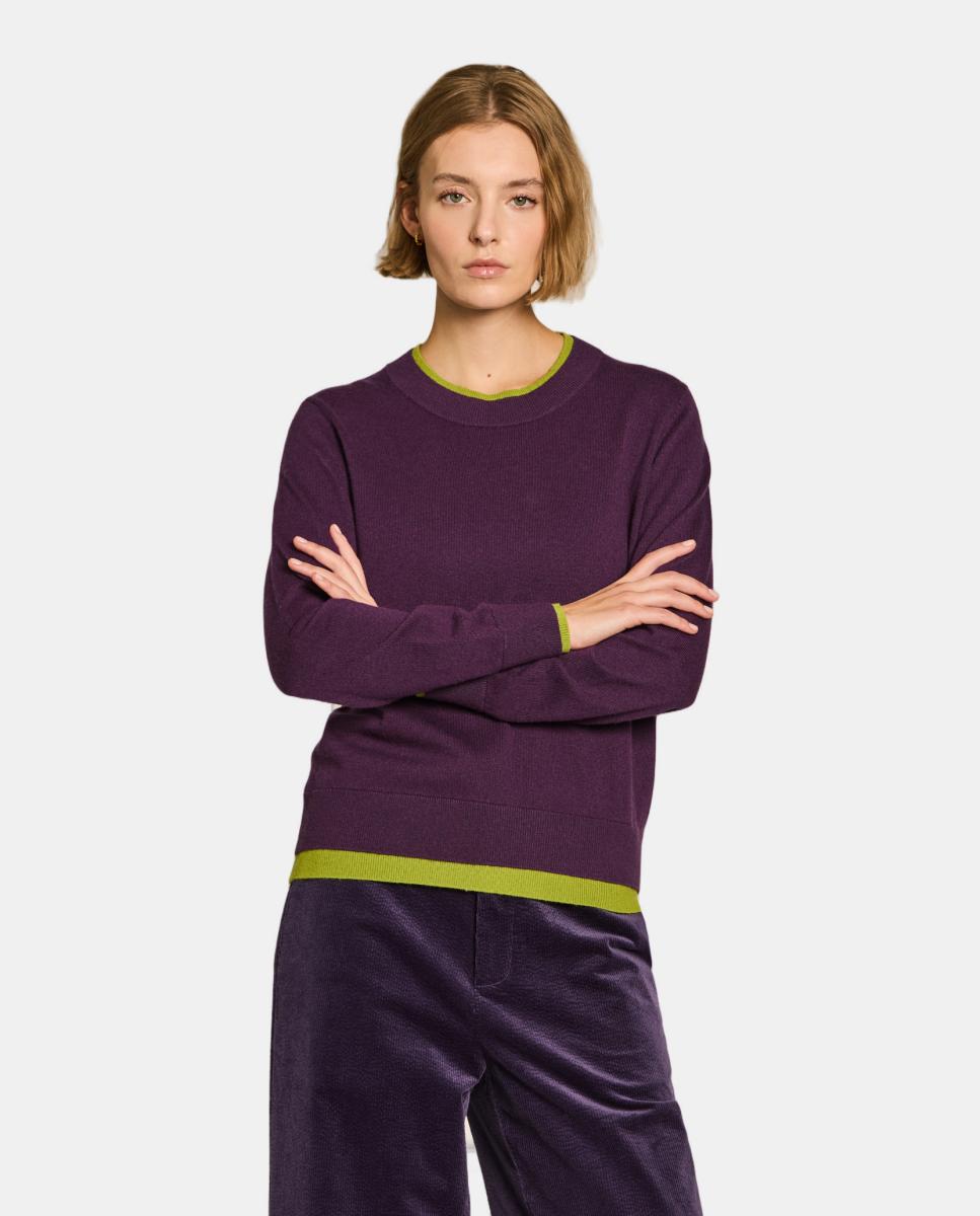 Jersey de mujer trampantojo bicolor - Escorpion - Berenjena Berenjena-1