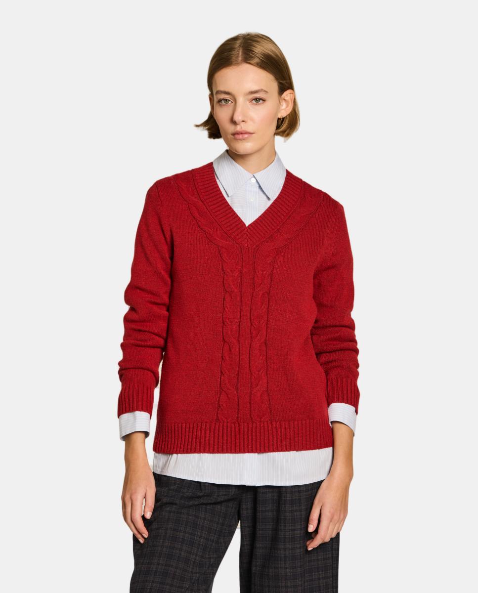 Jersey de mujer punto trenzado - Escorpion - Rojo Rojo-1