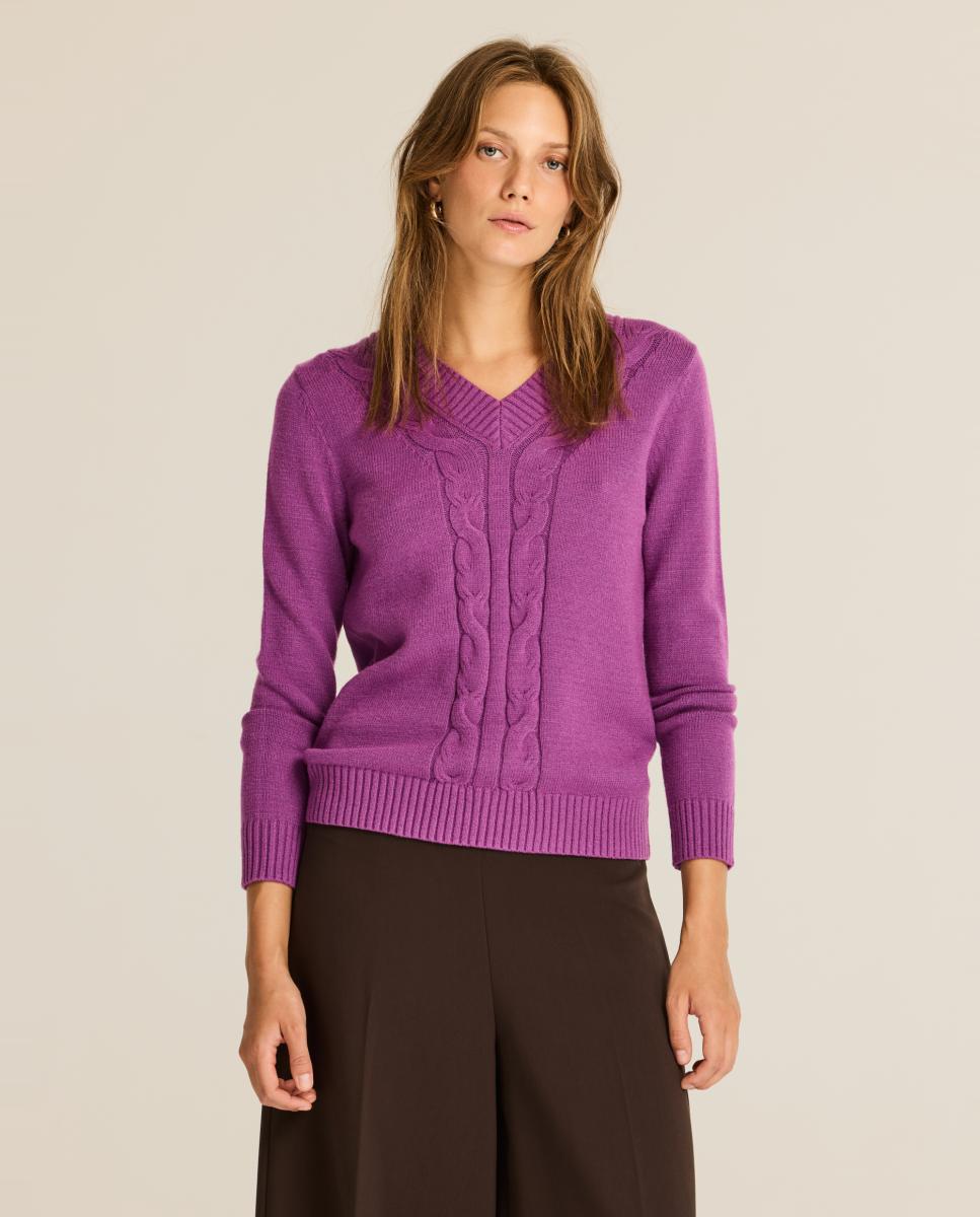Jersey de mujer punto trenzado - Escorpion - Lila Lila-1