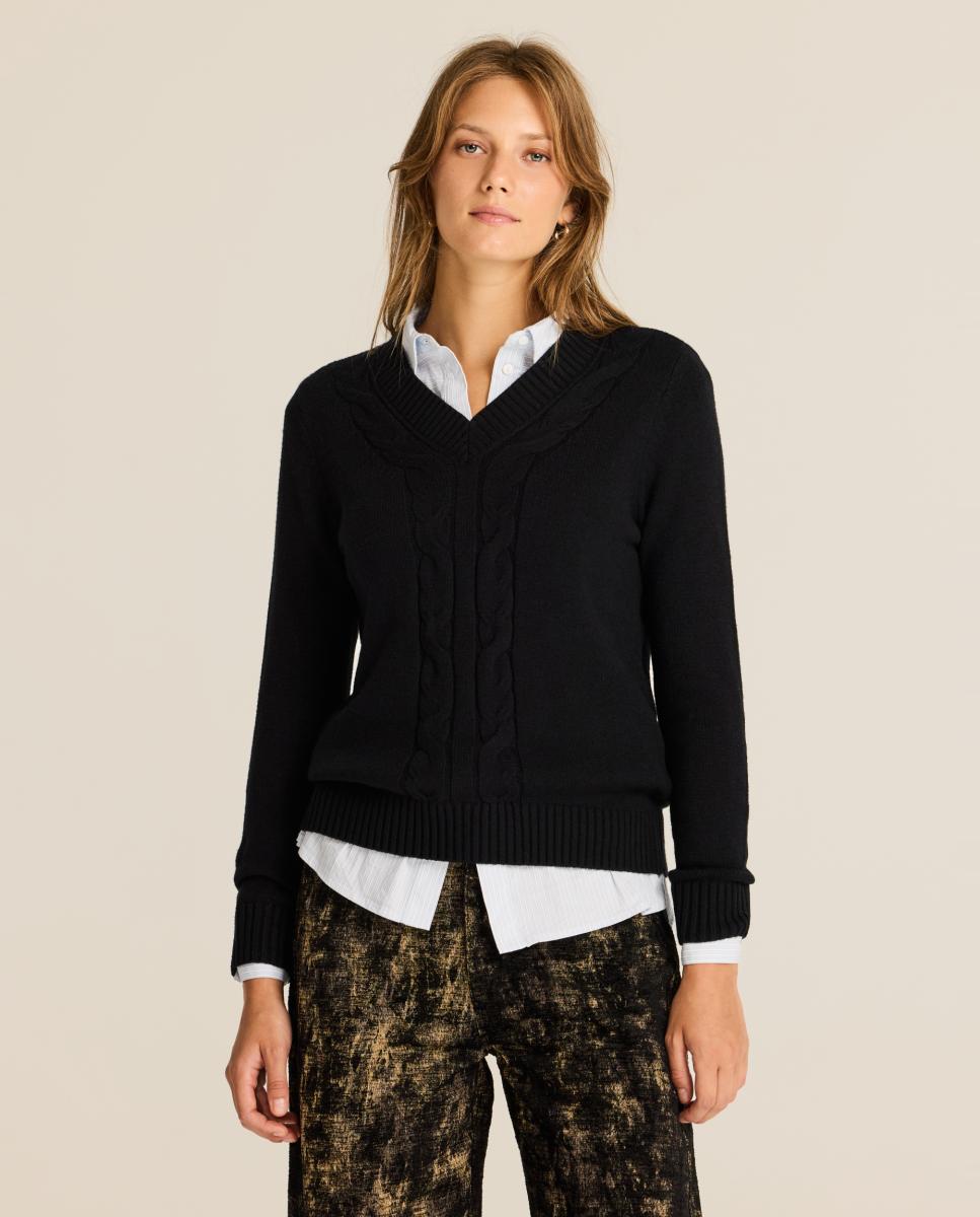 Jersey de mujer punto trenzado - Escorpion - Negro Negro-1