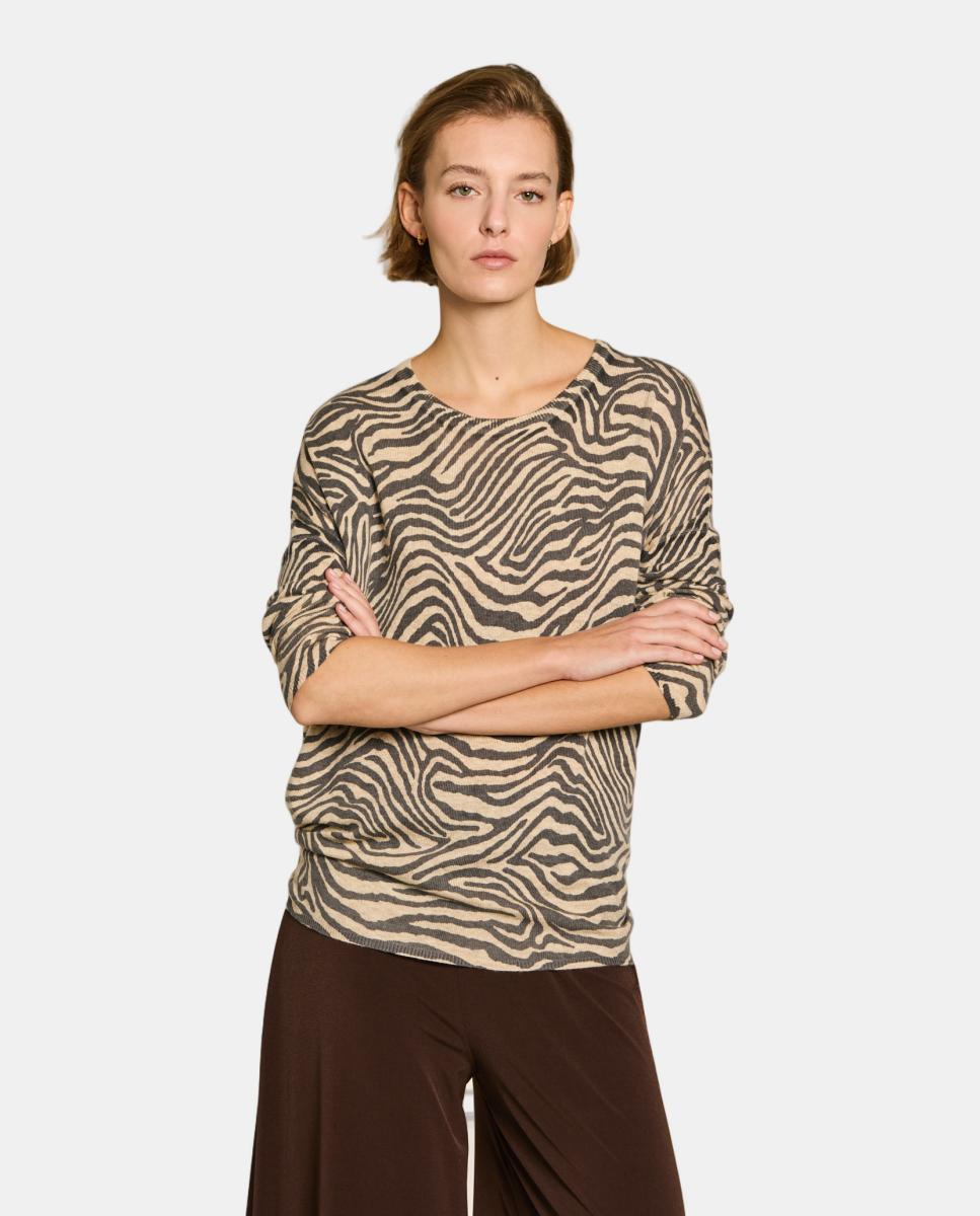 Jersey de mujer holgado cebra - Escorpion - Beige Beige-1