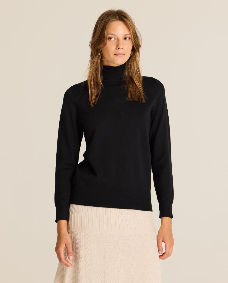 Imagem 0 de Camisola de malha com gola alta e viscose