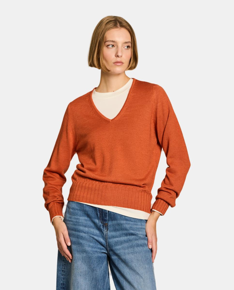 Jersey de mujer detalle canalé - Escorpion - Teja Teja-1