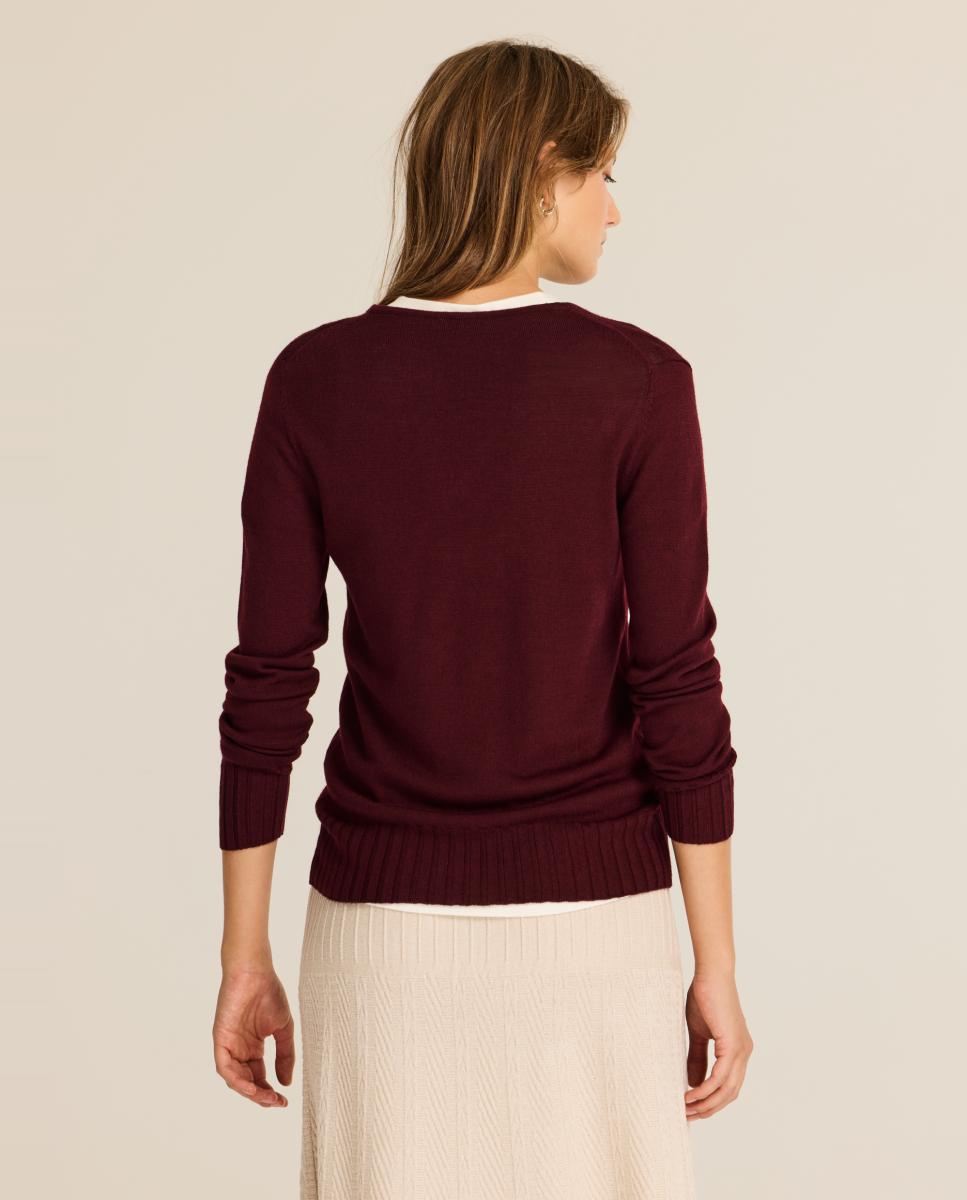 Jersey de mujer detalle canalé - Escorpion - Burdeos Burdeos-2